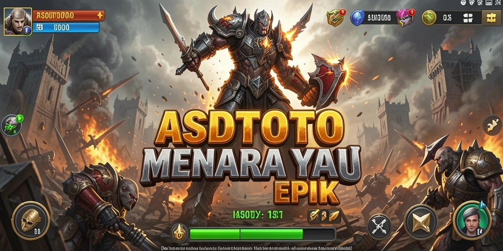 Screenshot ASDTOTO menampilkan pertarungan epik dengan berbagai menara dan musuh yang menakutkan.