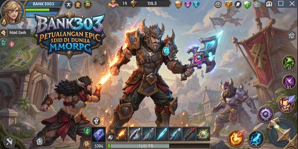 Screenshot utama BANK303 menampilkan aksi seru dalam gameplay MMORPG.
