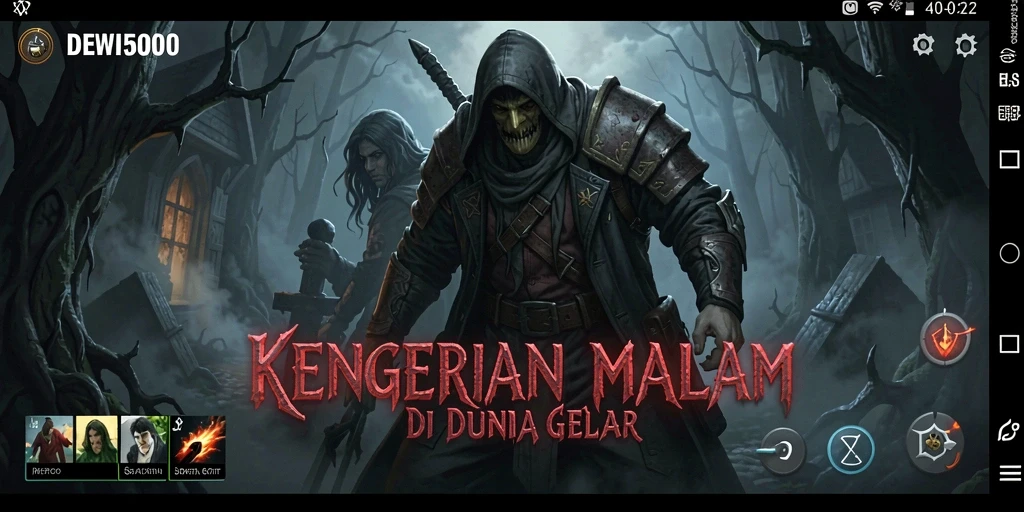 Screenshot gameplay DEWI5000 menampilkan suasana mencekam di lorong gelap.