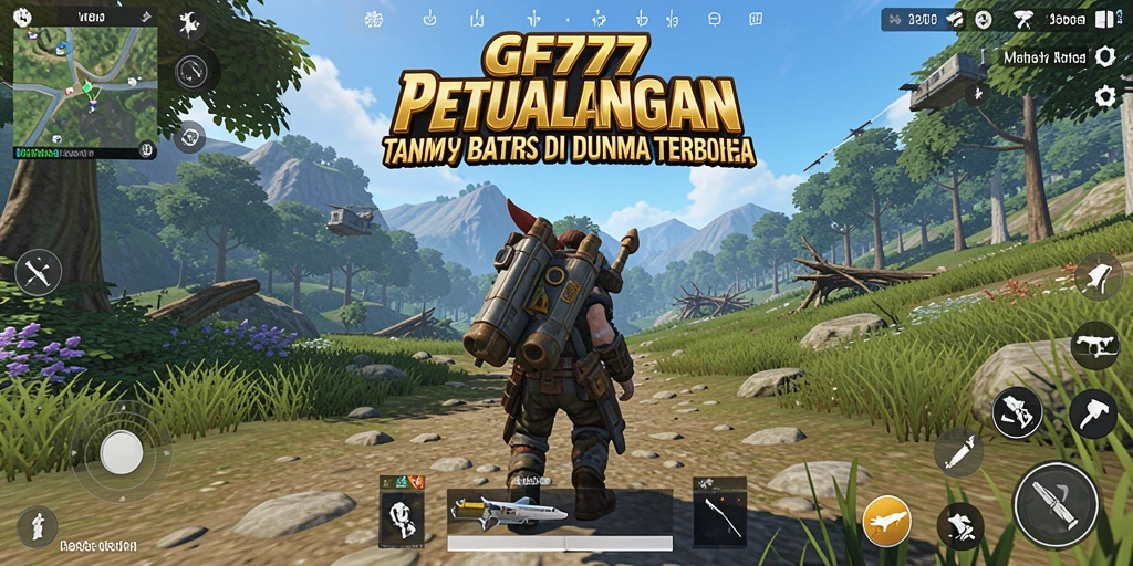 Screenshot gameplay GF777 menampilkan petualangan seru di dunia terbuka.