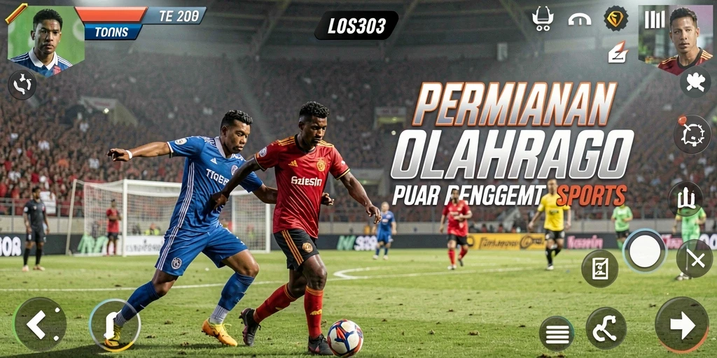 Tampilan gameplay menarik dalam pertandingan olahraga yang dinamis.