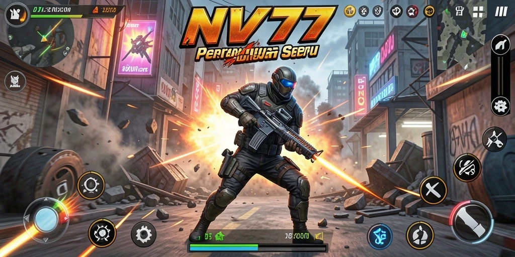 Tangkapan layar menunjukkan aksi pertarungan seru di NV77.