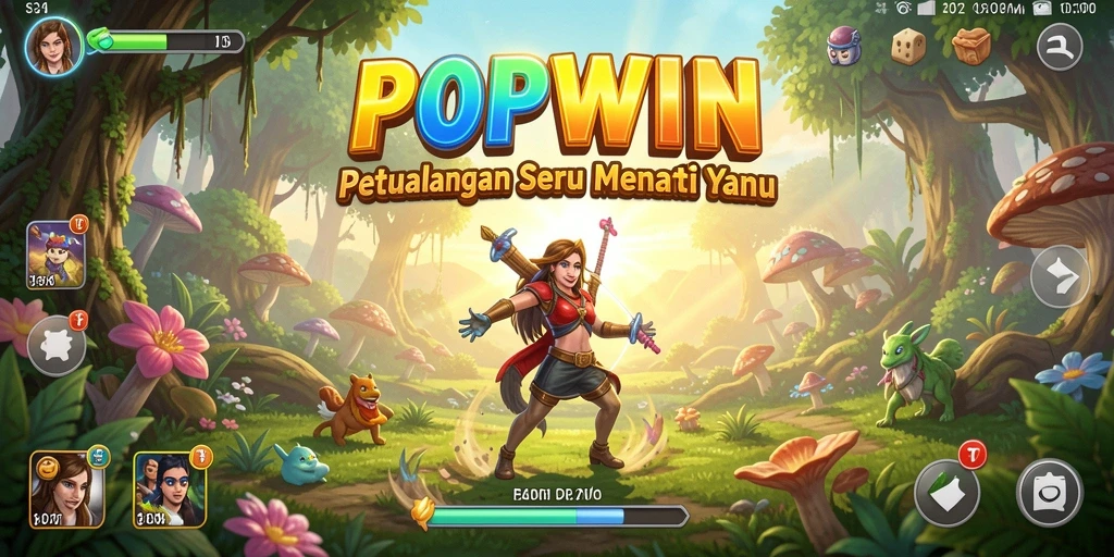 Tampilan gameplay POPWIN yang penuh aksi dan petualangan.