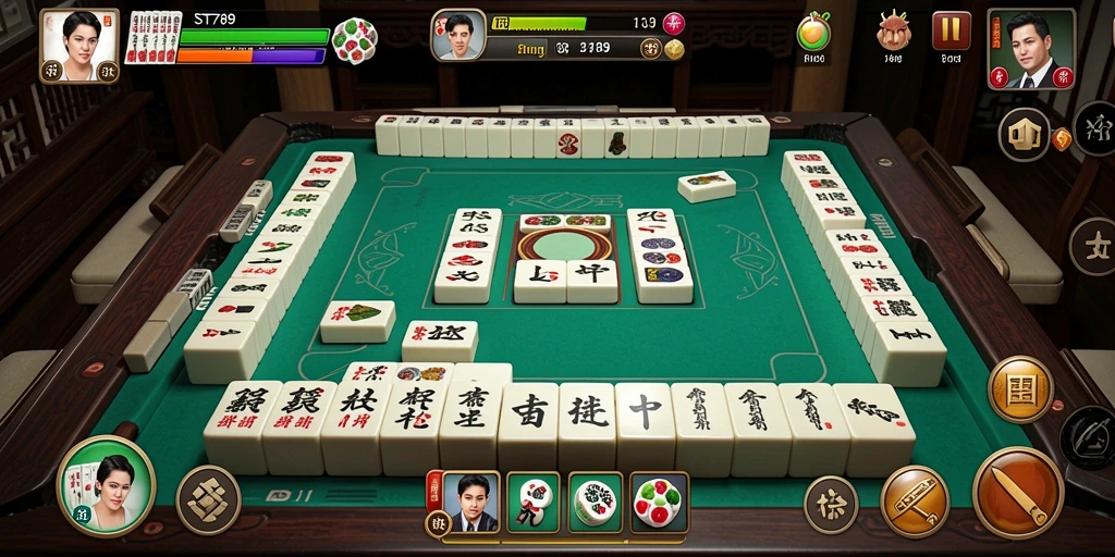 Tampilan gameplay seru dalam ST789 dengan berbagai ubin Mahjong.